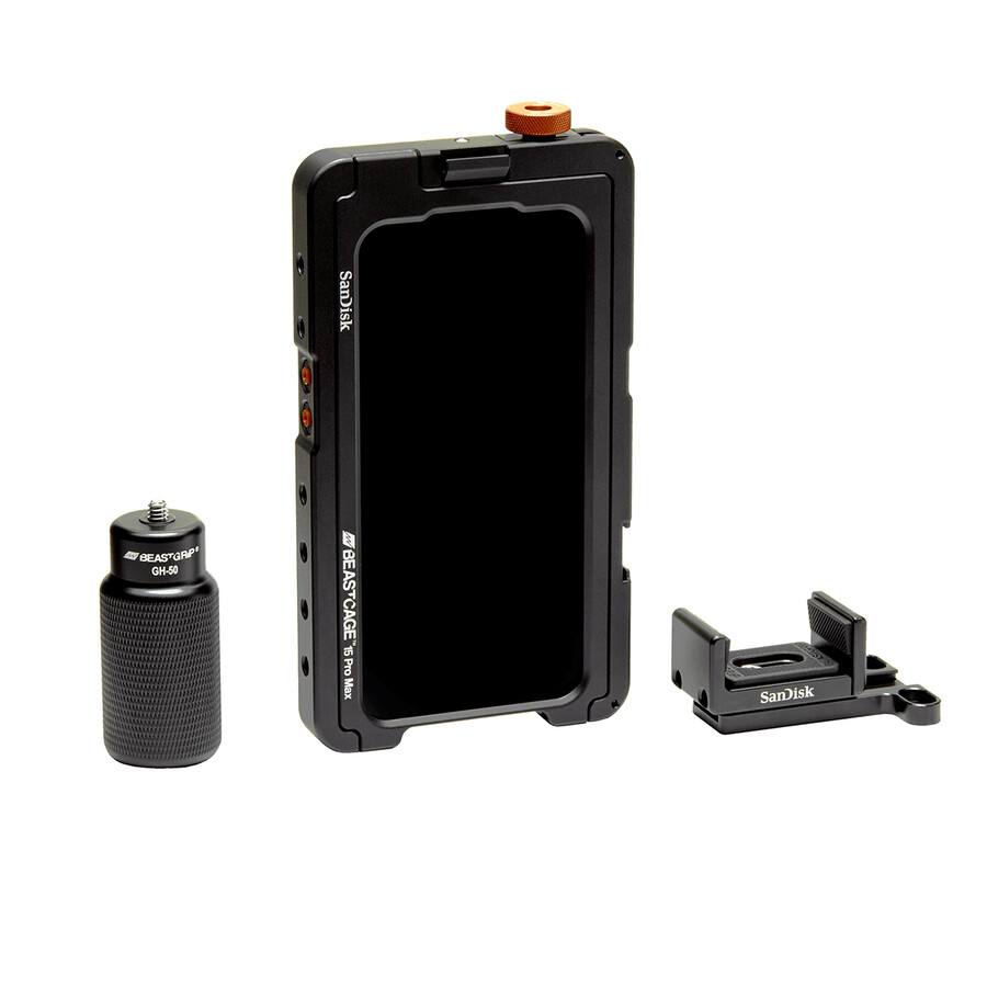 kit de creación beastgrip x sandisk beastcage para iphone 15 pro max sandisk